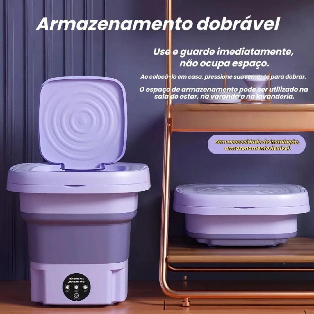 Mini Lavadora Portátil Elétrica 6,5L Dobrável com Motor Brushless - Para Roupas de Bebê e Viagens