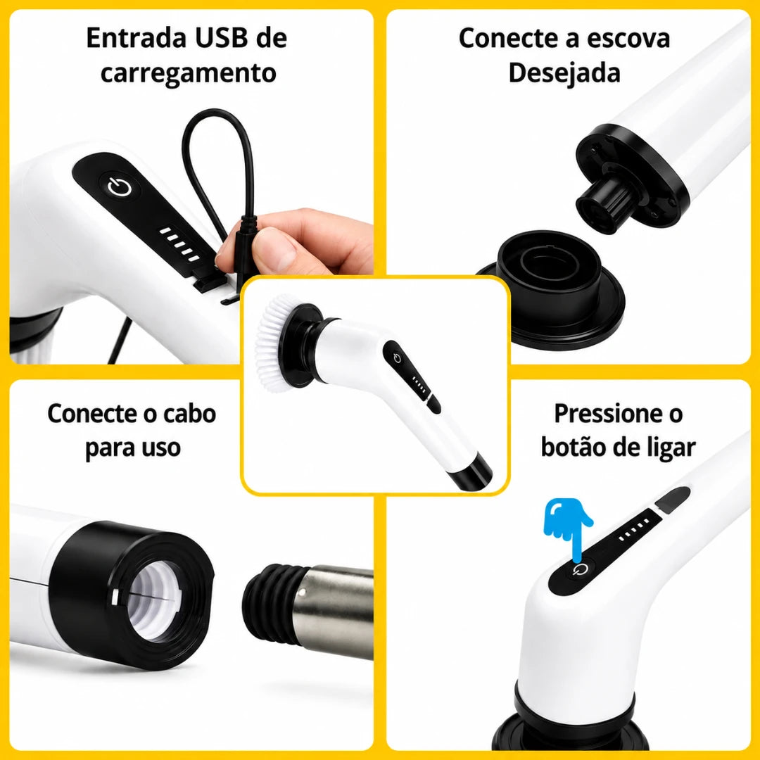 CleanPro™ - Escova Elétrica de Limpeza 7 em 1 Sem Fio Multiuso Prática Para Casa - Frete Grátis