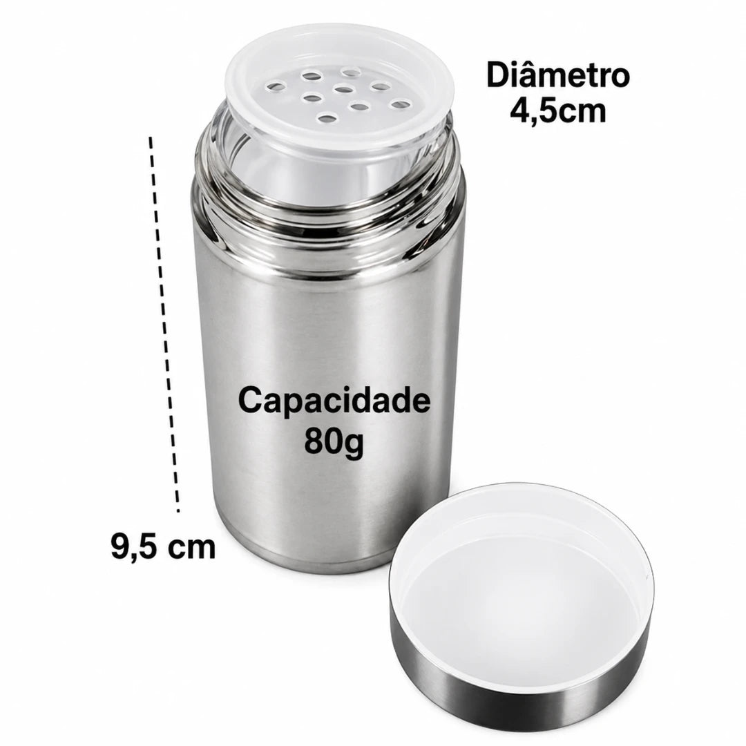 Torre Giratória de Temperos — 12 Potes de Aço Inox Combinados
