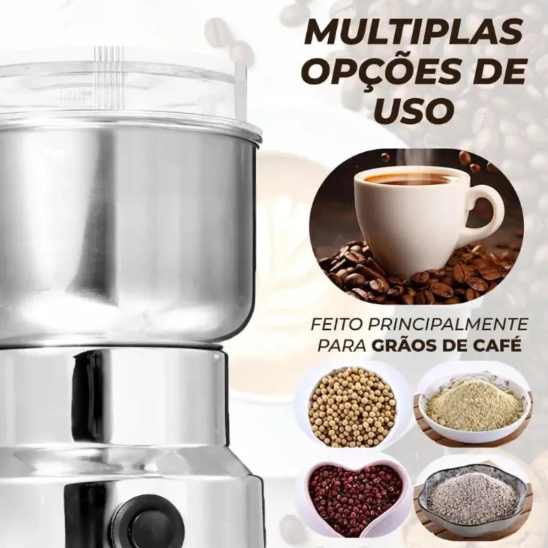 Dona Lili CoffeeGrind™ – Moedor Elétrico de Café e Especiarias em Aço Inox