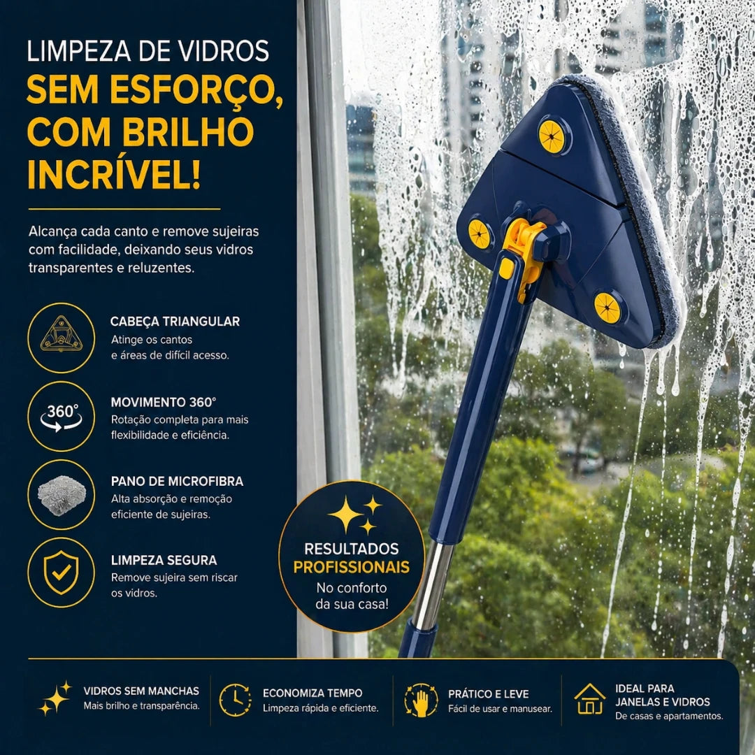 Esfregão de Limpeza Mop Mágico Giratório Triangular 360°