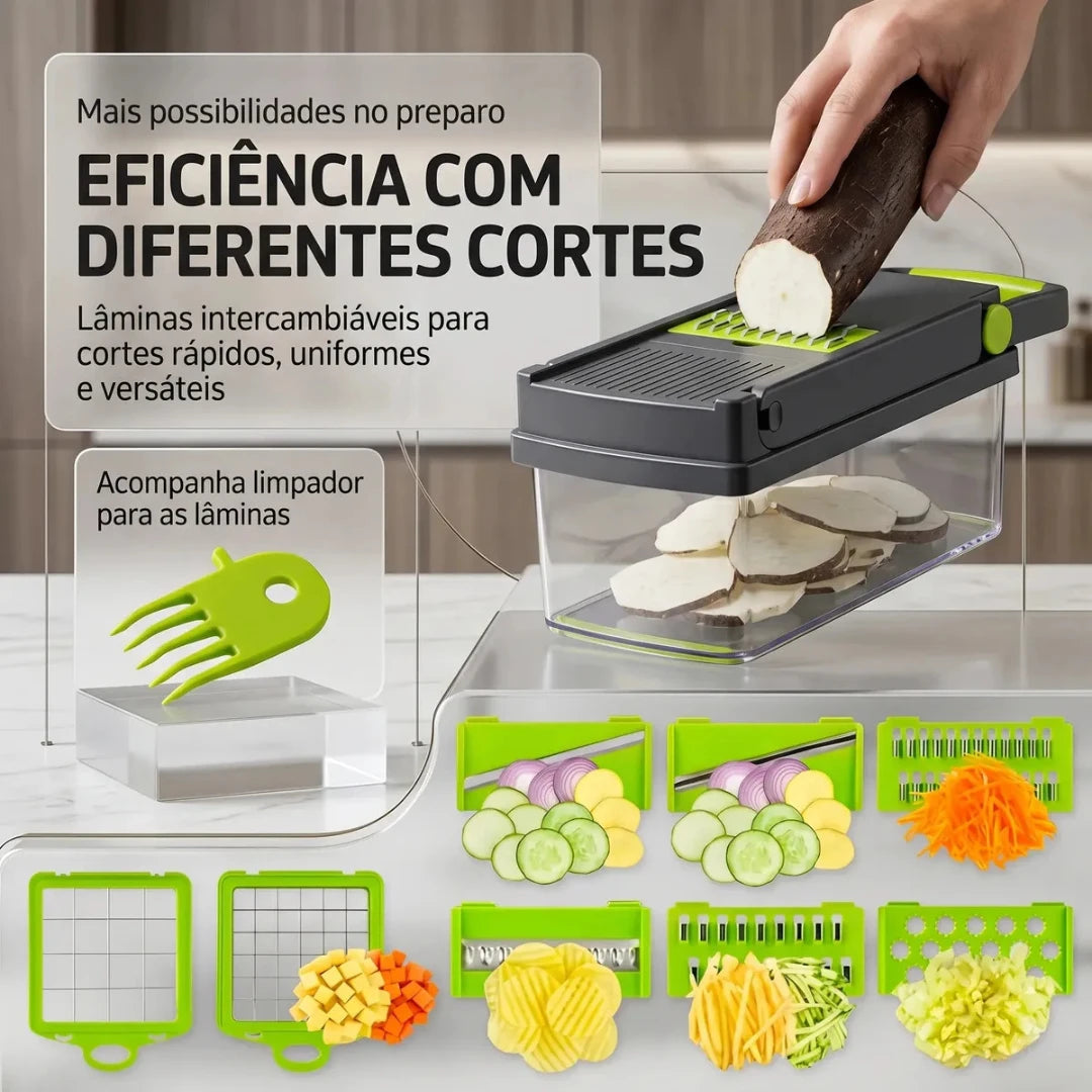Cortador de Legumes Multifuncional 16 em 1 com Coletor