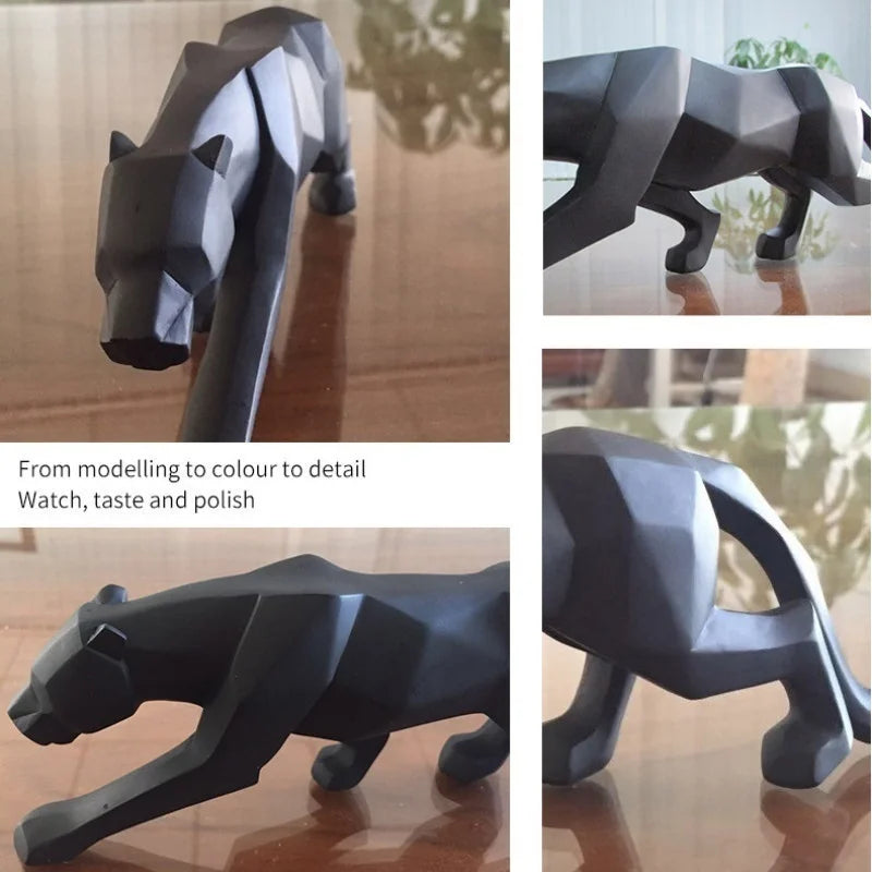 Escultura Decorativa Leopardo Geométrico em Resina - Decoração Moderna para Casa