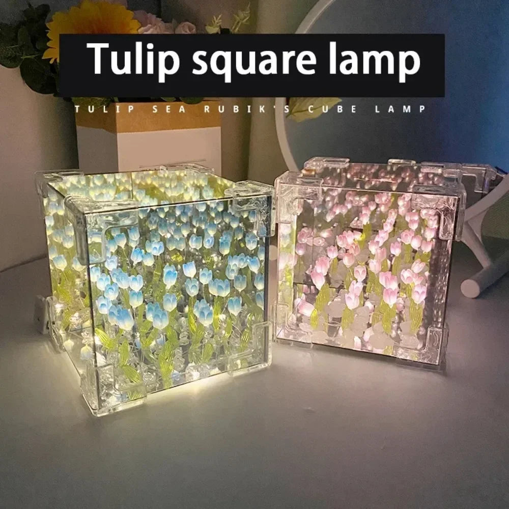 Kit DIY Luminária Noturna Tulipa com Espelho - Presente Artesanal para Aniversário e Decoração