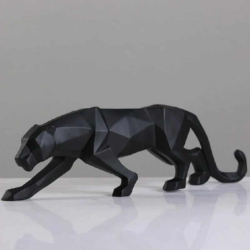 Escultura Decorativa Leopardo Geométrico em Resina - Decoração Moderna para Casa