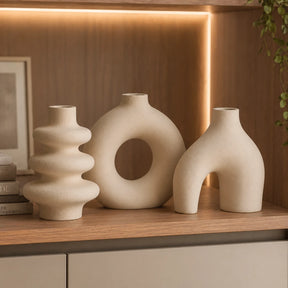 Conjunto de 03 Vasos Orgânicos Decorativos