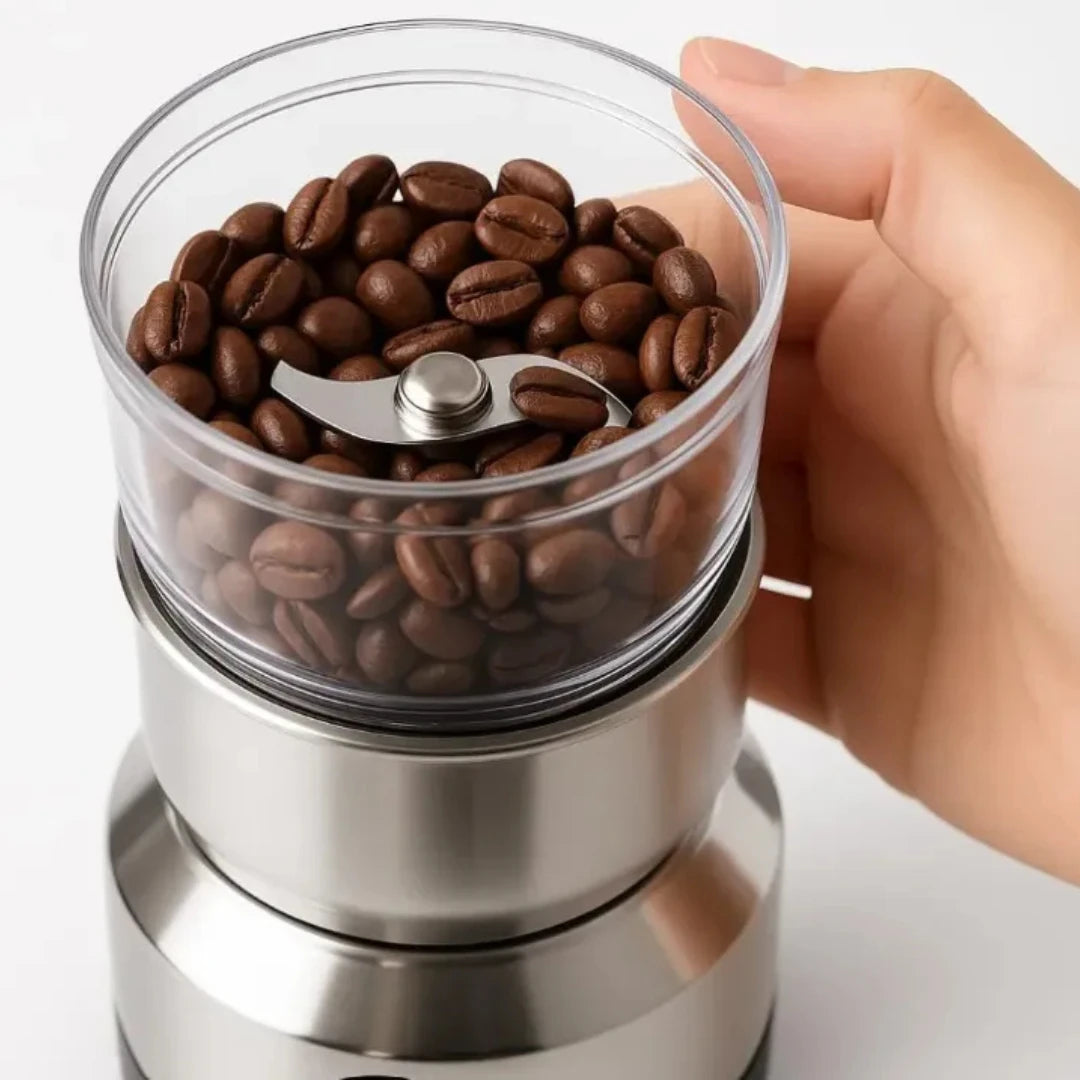 Dona Lili CoffeeGrind™ – Moedor Elétrico de Café e Especiarias em Aço Inox