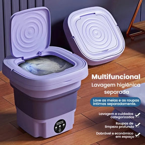 Mini Lavadora Portátil Elétrica 6,5L Dobrável com Motor Brushless - Para Roupas de Bebê e Viagens