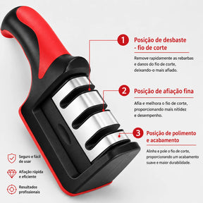 Afiadór de Facas Multifuncional Manual — 3/4 Estágios