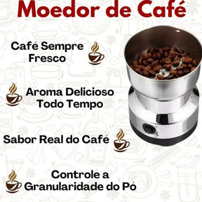 Dona Lili CoffeeGrind™ – Moedor Elétrico de Café e Especiarias em Aço Inox