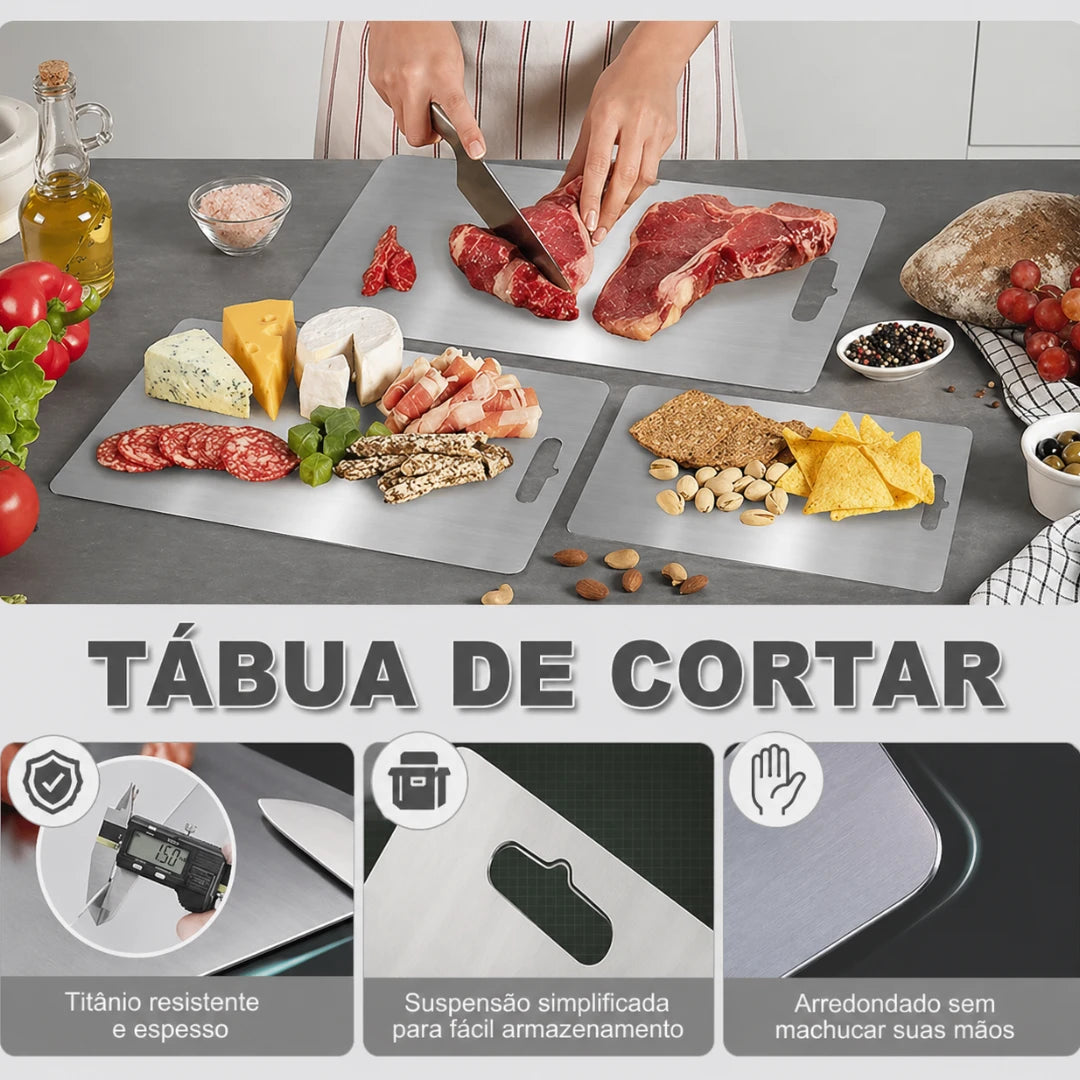 Tábua de Corte em Aço Inoxidável 304 — 4 Tamanhos