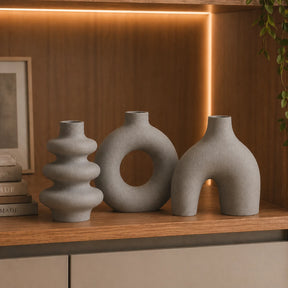 Conjunto de 03 Vasos Orgânicos Decorativos