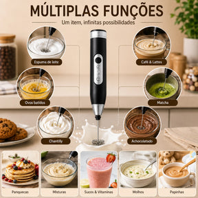 CremaMix™ | Mini Mixer Elétrico Recarregável para Cappuccino, Café e Shakes | Frete Grátis