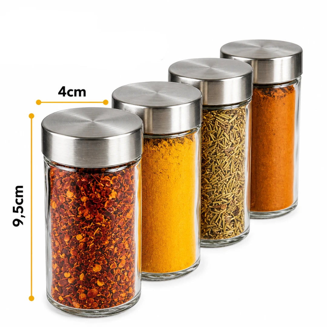 Torre Giratória de Temperos — 12 Potes de Aço Inox Combinados