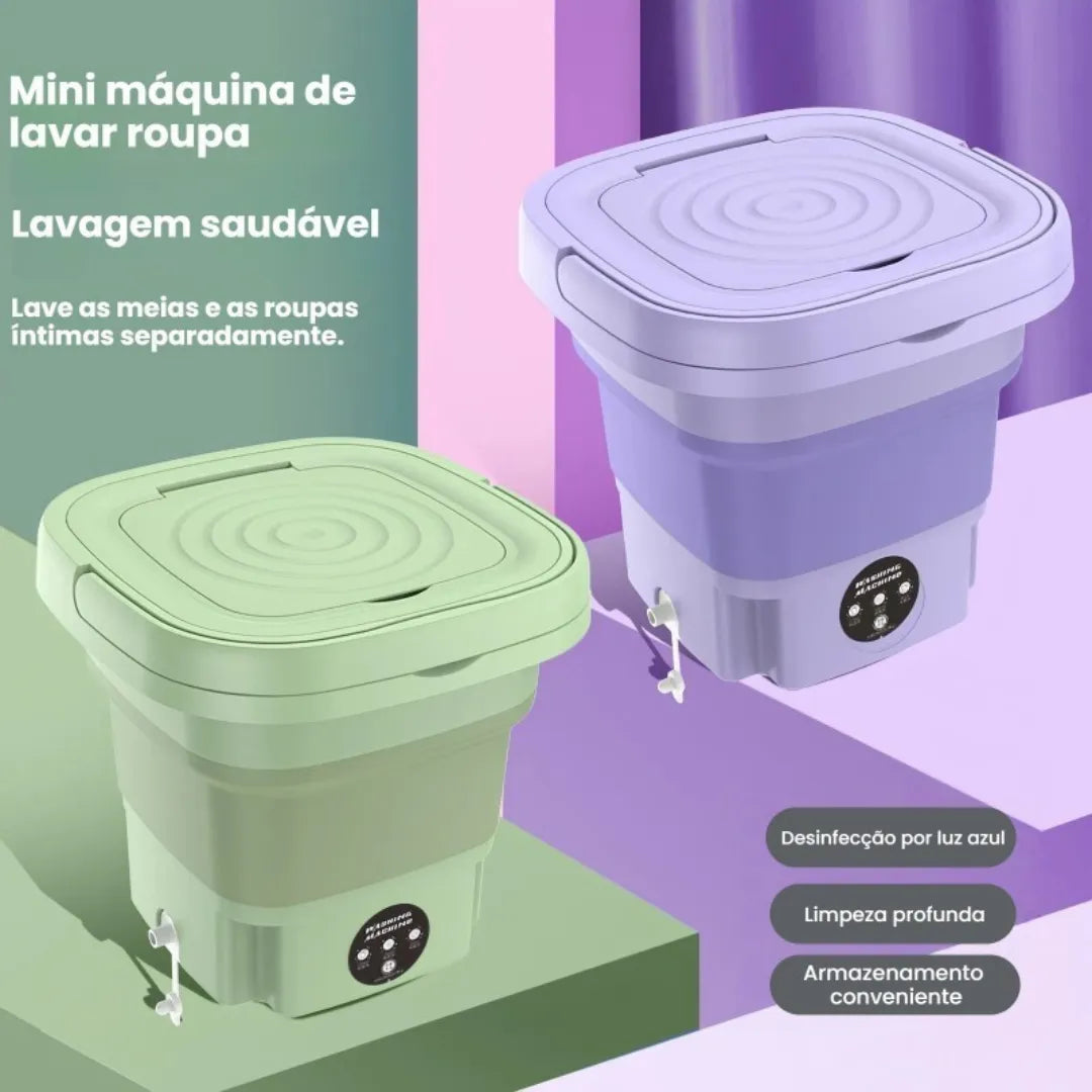 Mini Lavadora Portátil Elétrica 6,5L Dobrável com Motor Brushless - Para Roupas de Bebê e Viagens