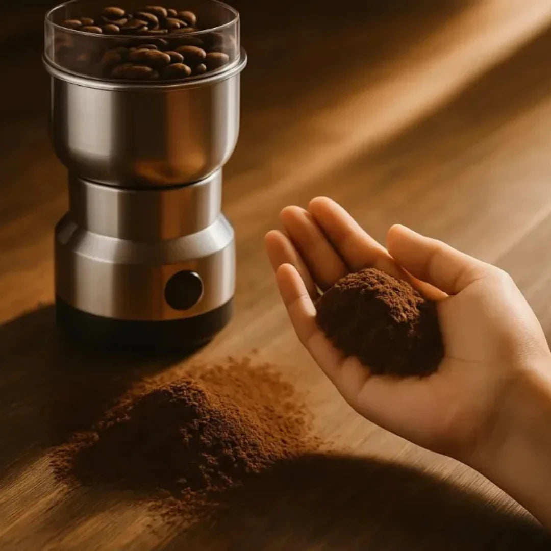 Dona Lili CoffeeGrind™ – Moedor Elétrico de Café e Especiarias em Aço Inox