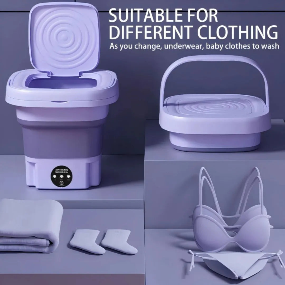Mini Lavadora Portátil Elétrica 6,5L Dobrável com Motor Brushless - Para Roupas de Bebê e Viagens
