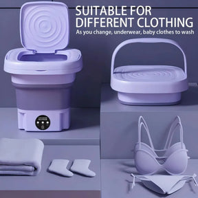 Mini Lavadora Portátil Elétrica 6,5L Dobrável com Motor Brushless - Para Roupas de Bebê e Viagens