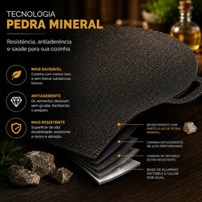 Grill Chef™ - Revestimento Pedra Mineral Antiaderente - Frete Grátis