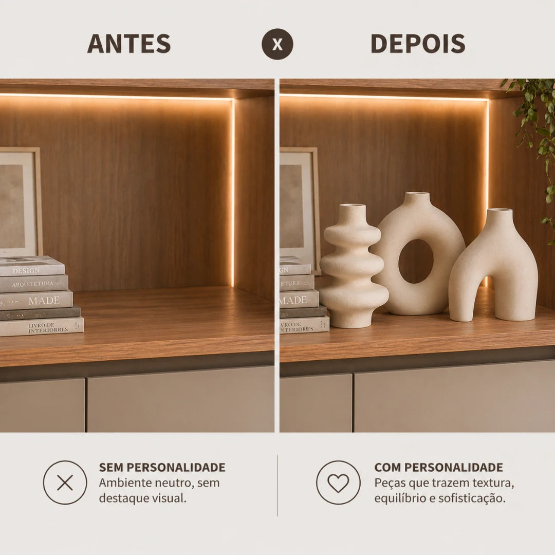 Conjunto de 03 Vasos Orgânicos Decorativos