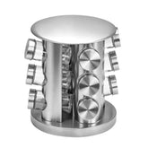 Torre Giratória de Temperos — 12 Potes de Aço Inox Combinados
