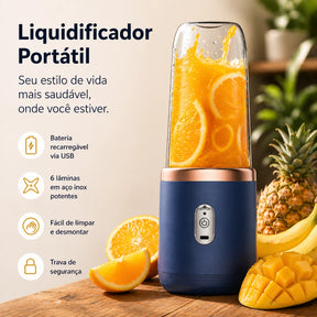 Liquidificador Portátil Elétrico com 6 Lâminas — Garrafa Multifuncional