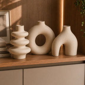 Conjunto de 03 Vasos Orgânicos Decorativos