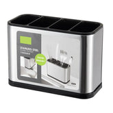 Organizador 3 em 1 para Pia - Dispenser de Detergente, Suporte de Esponja e Porta-Utensílios em Aço Inox