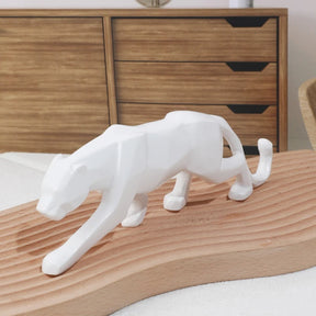 Escultura Decorativa Leopardo Geométrico em Resina - Decoração Moderna para Casa