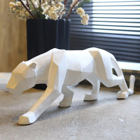 Escultura Decorativa Leopardo Geométrico em Resina - Decoração Moderna para Casa