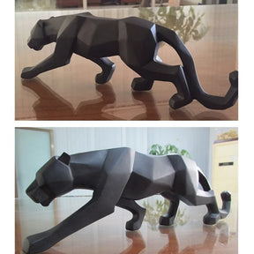 Escultura Decorativa Leopardo Geométrico em Resina - Decoração Moderna para Casa