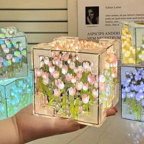 Kit DIY Luminária Noturna Tulipa com Espelho - Presente Artesanal para Aniversário e Decoração