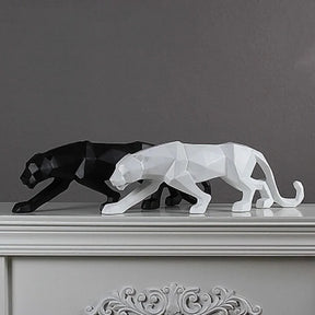 Escultura Decorativa Leopardo Geométrico em Resina - Decoração Moderna para Casa