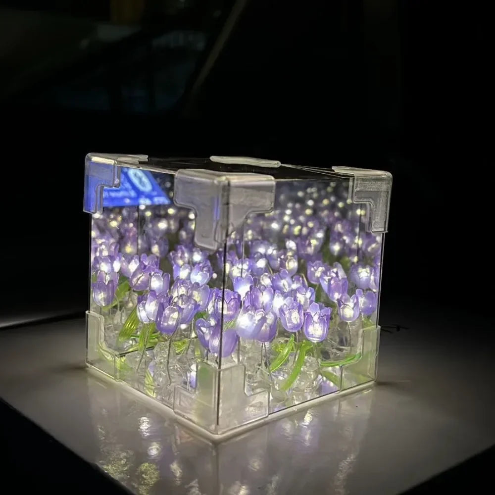 Kit DIY Luminária Noturna Tulipa com Espelho - Presente Artesanal para Aniversário e Decoração